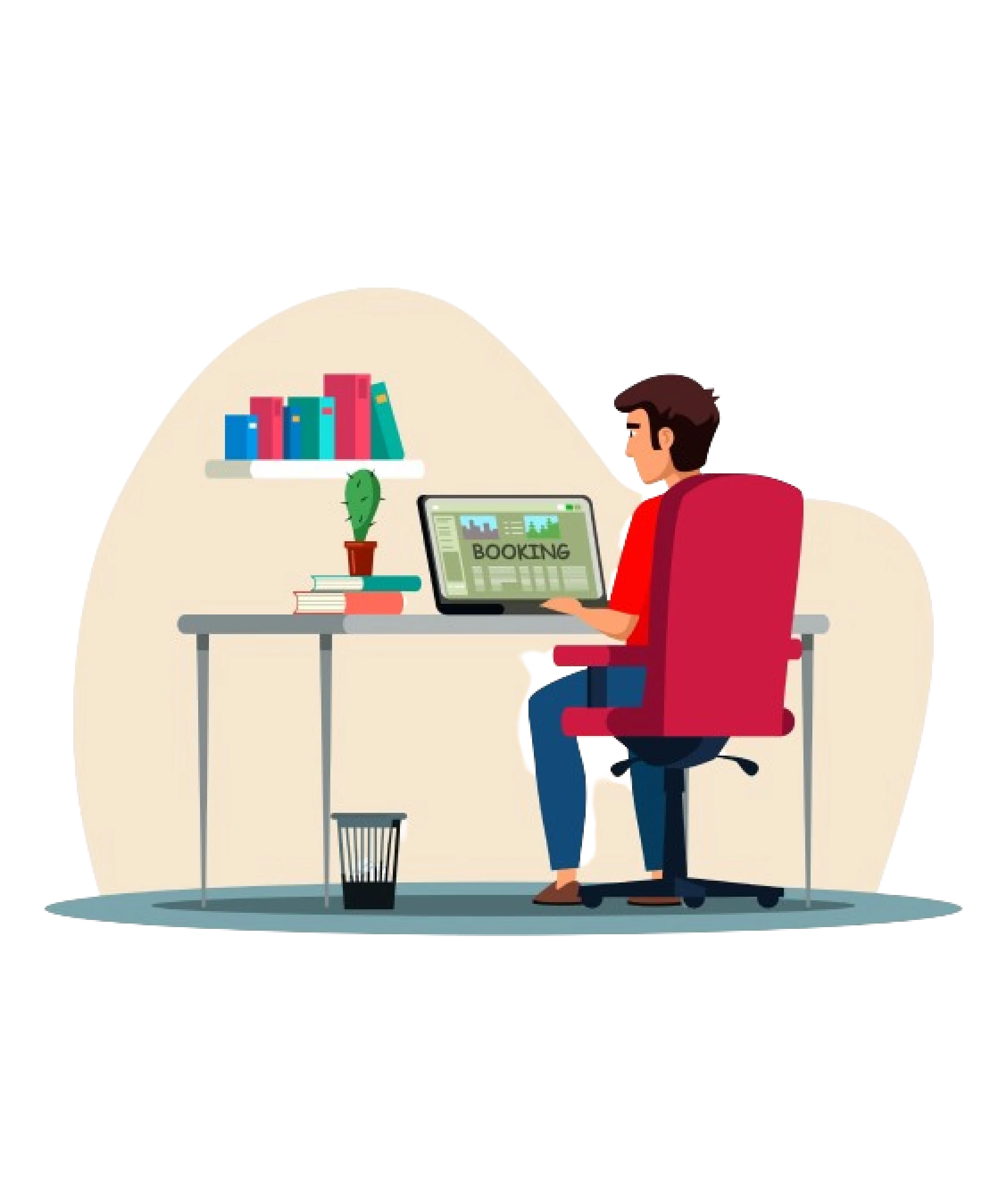 pemuda di meja kerja