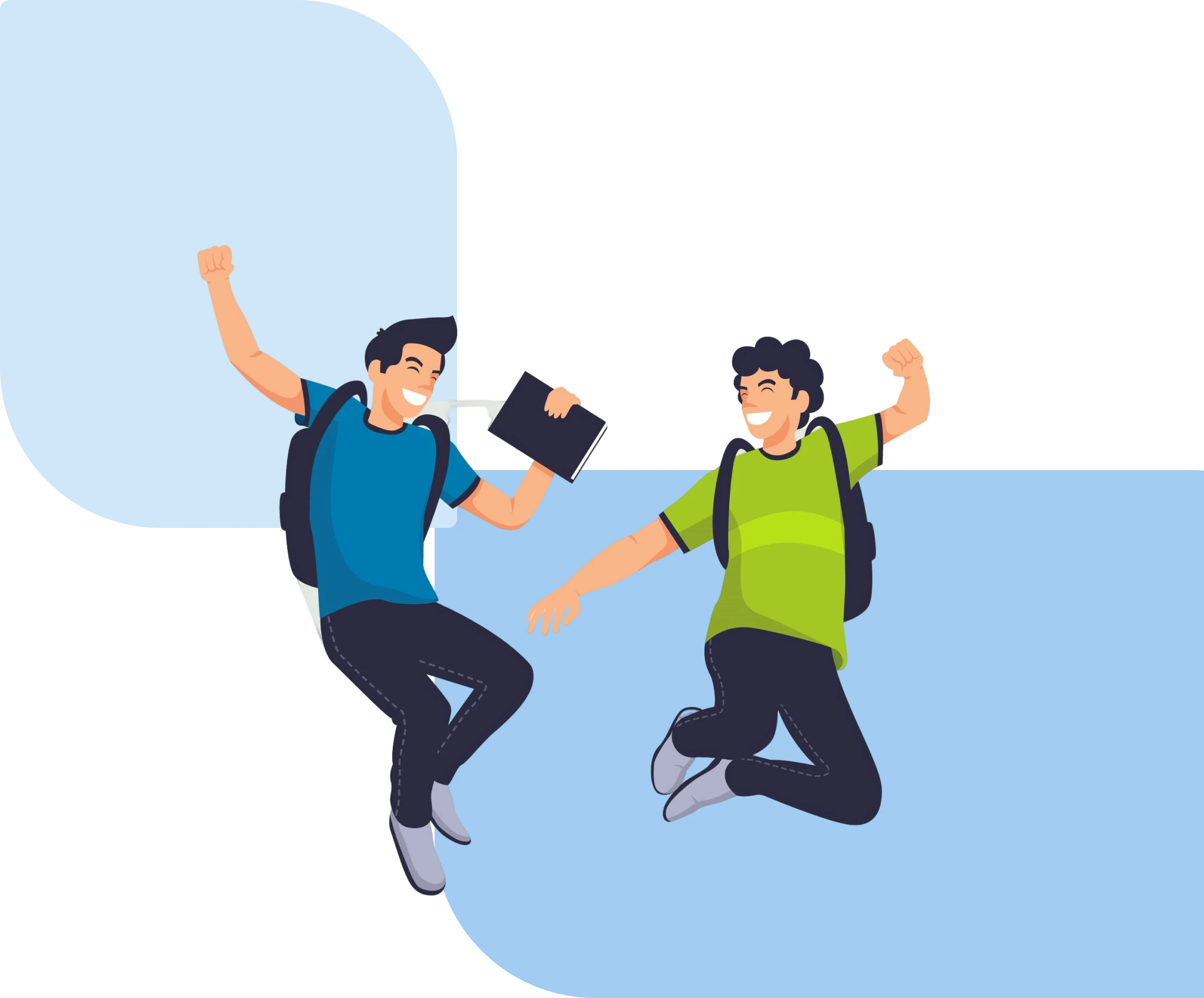 students-happily-jumping